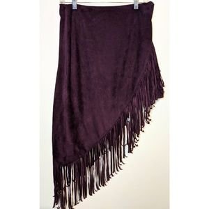 Velvet Fringe Mini Skirt
